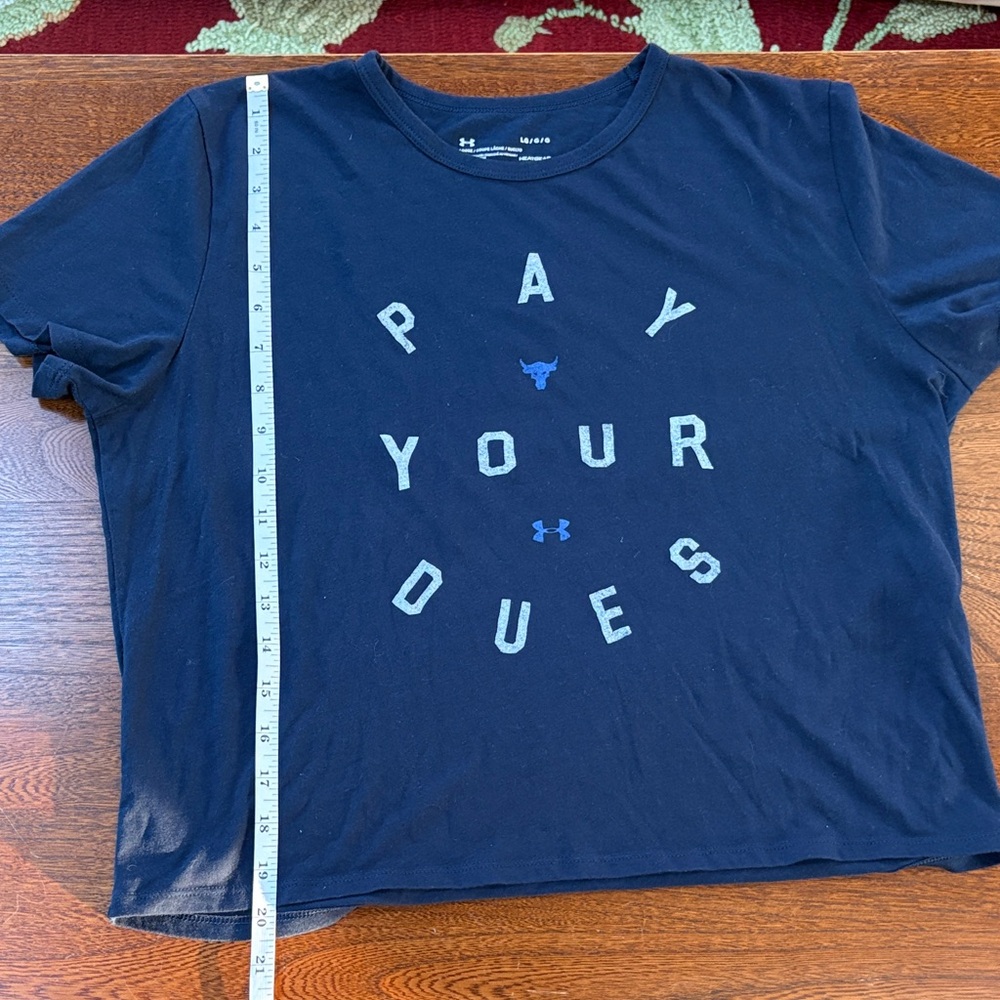 Under Armour Women’s Project Rock Navy T-Shirt Large - Picture 5 of 9